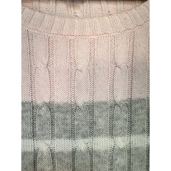 Croft & Barrow Womens Cable Knit Sweater XL Pink & Gray Striped - Picture 5 of 10